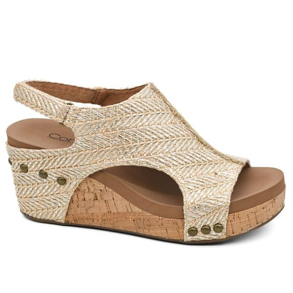 Corkys Shoes - NIB, Corky's Carley "Silver Raffia" Wedge
